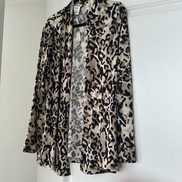 Long sleeve leopard print open jacket - Picture 1 of 4